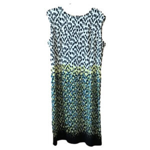 (k30) NWT Gradient Dot Pattern Career Sheath Tank Dress 14 yellow, teal, white